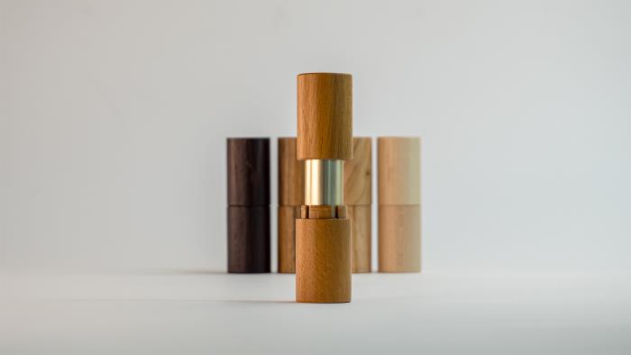 It clicks! Aptar Beauty and Quadpack revamp refillable lipstick encased in wood